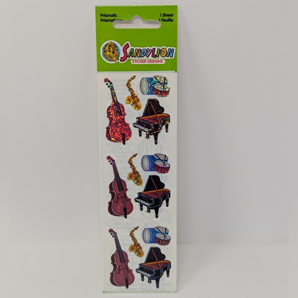 Sandylion Stickers Vintage Music Instruments Piano Drums Saxophone